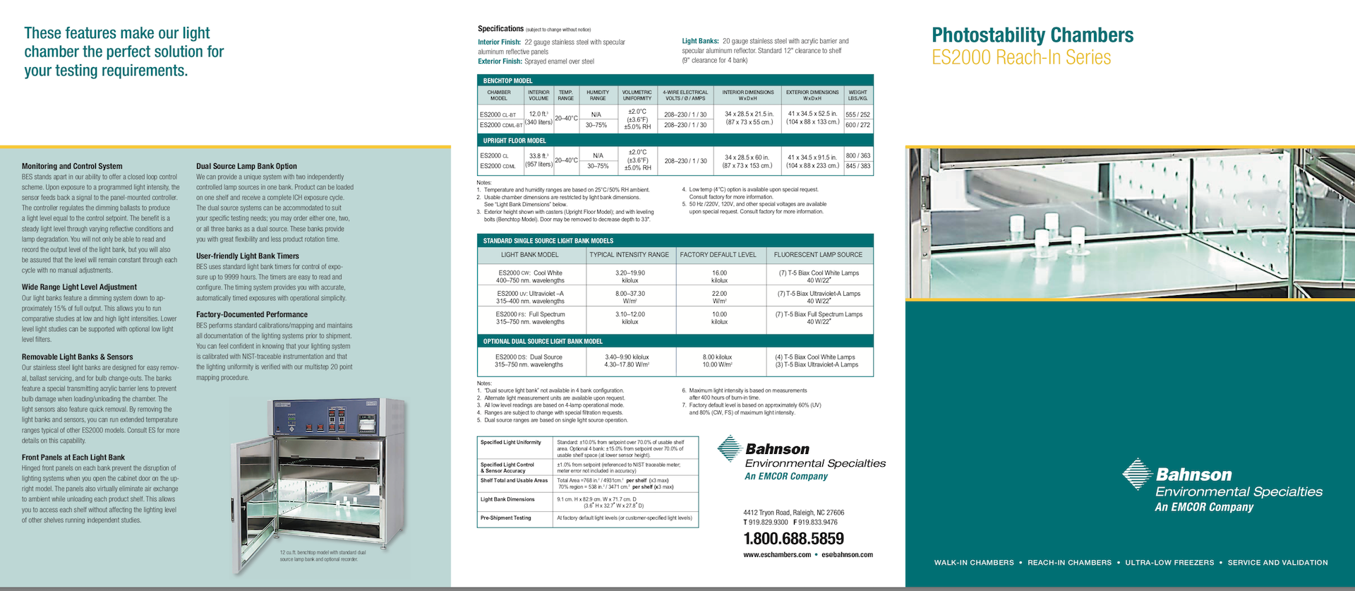 Environmental Specialties ES2000 Photostability Chamber Bahnson ES2000